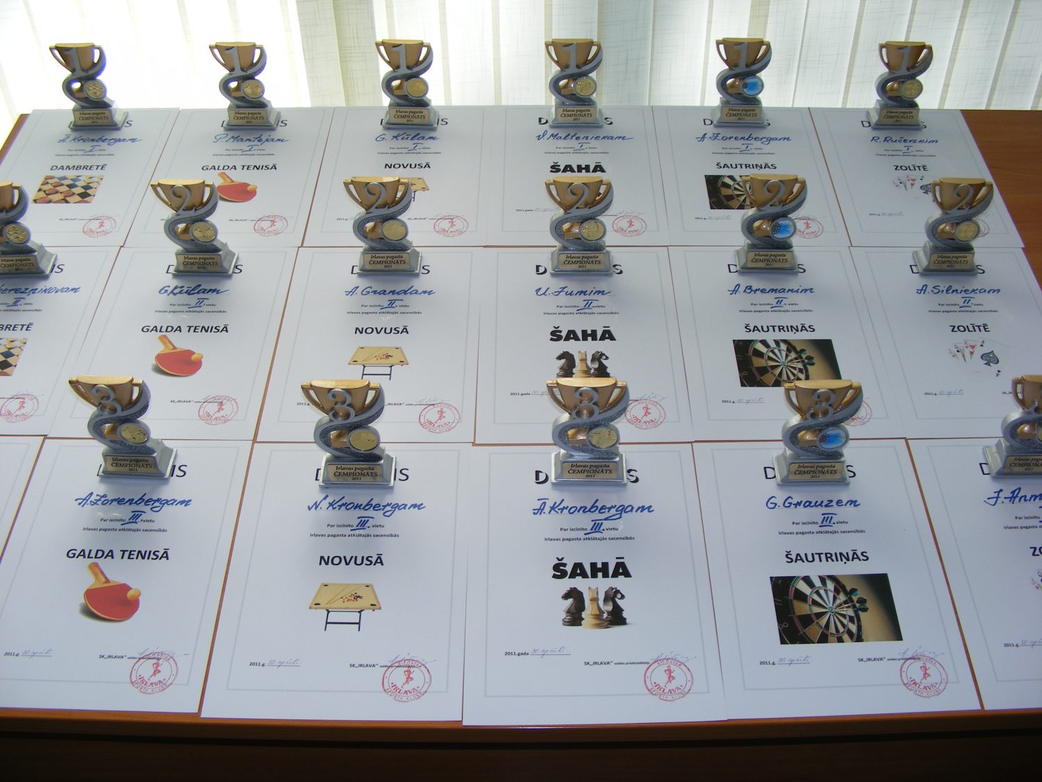 Irlavā apbalvoti ziemas sezonas galda spēļu uzvarētāji