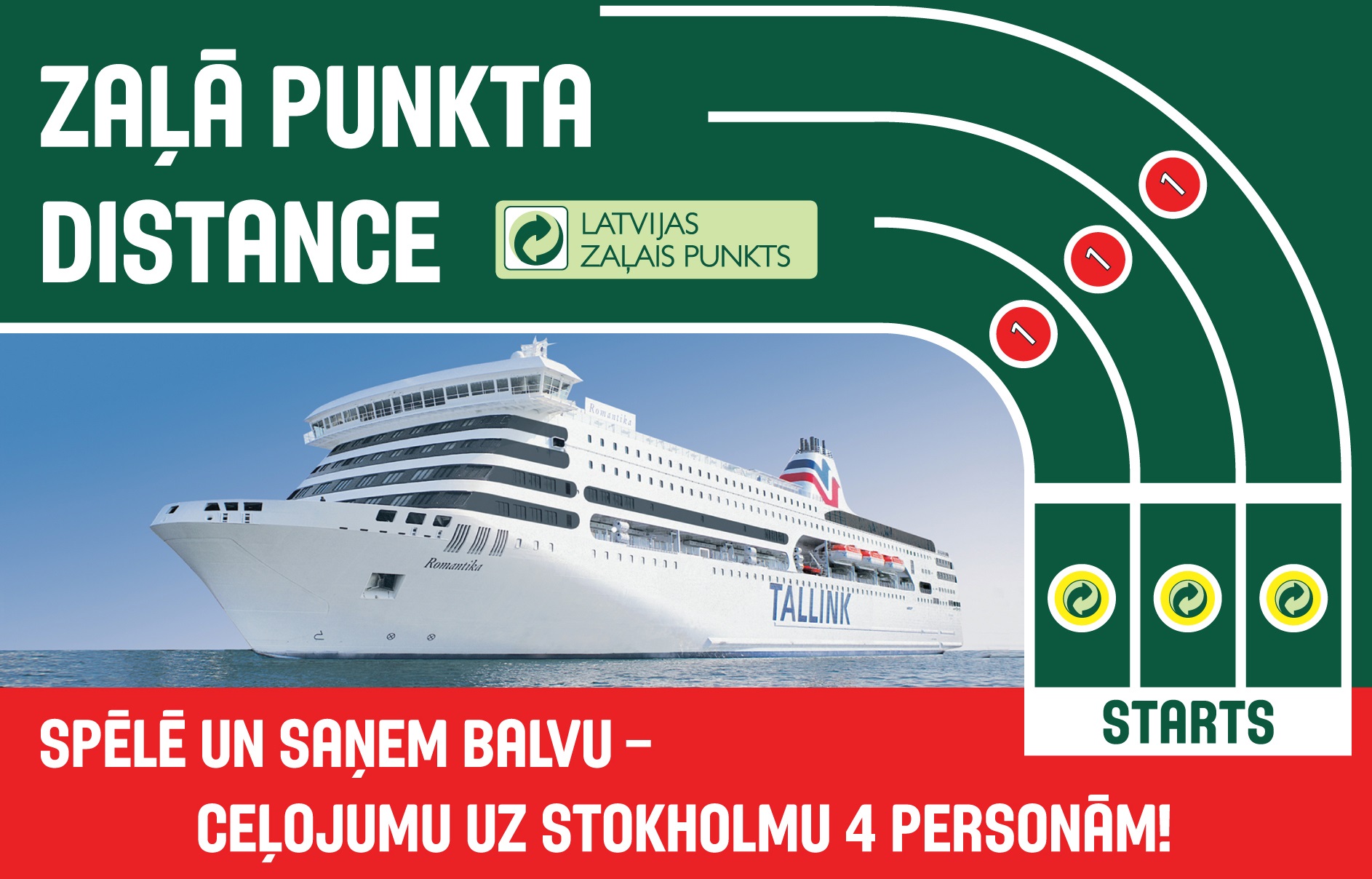 Spēlē «Zaļā punkta distanci» Tukumā un laimē ceļojumu