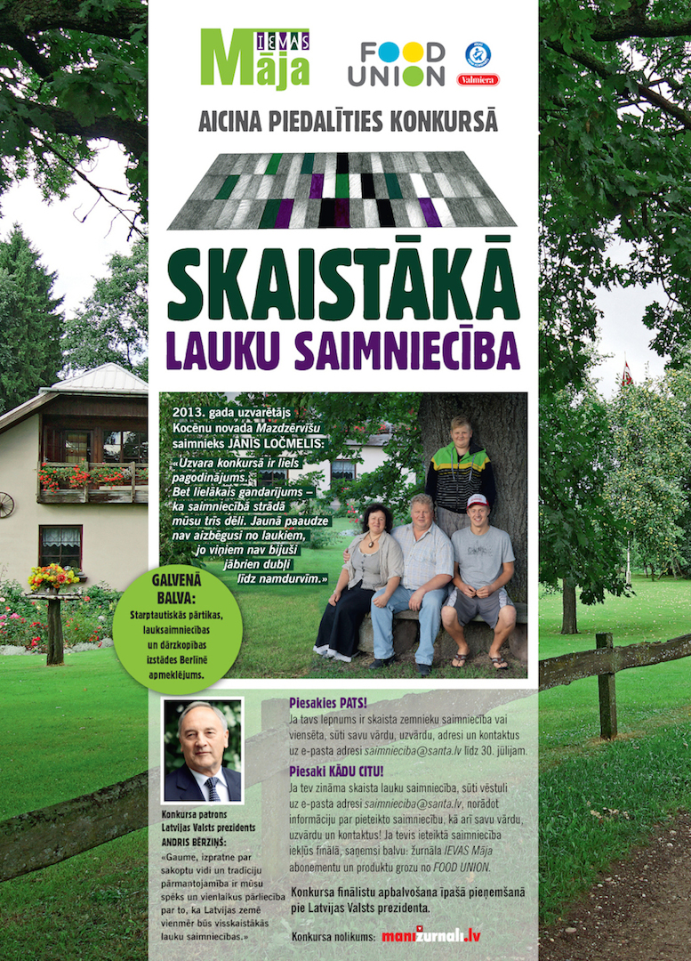 Aicina pieteikties konkursam «Skaistākā lauku saimniecība 2014»
