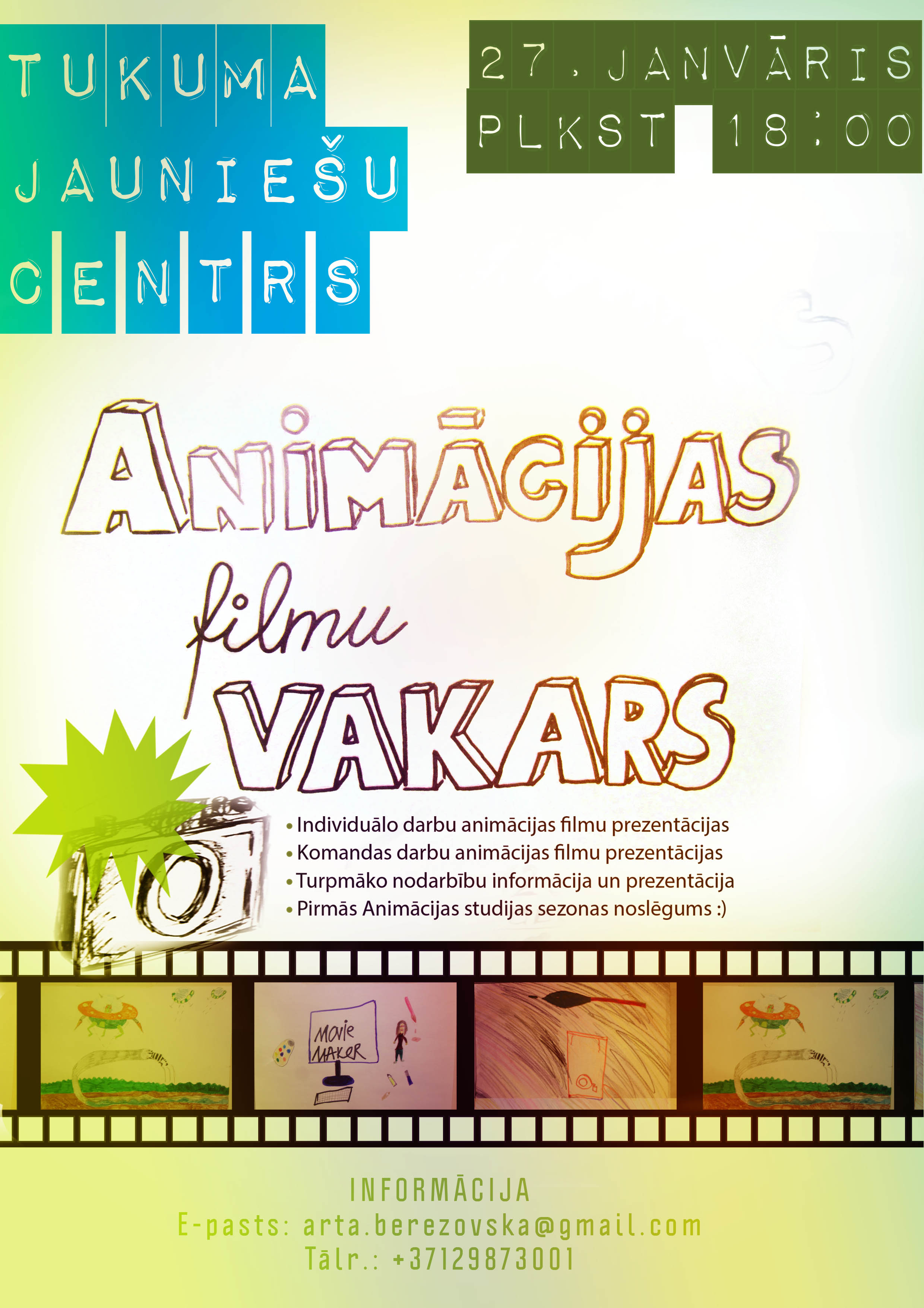 Tukuma jaunieši aicina uz animācijas filmu vakaru