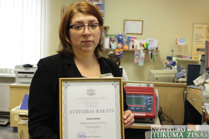 Kurzemes reģiona labākā pasta nodaļas operatore – kandavniece Kristīne Ķēniņa