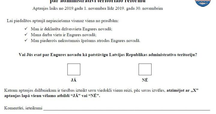 Noslēgusies Engures novada iedzīvotāju aptauja