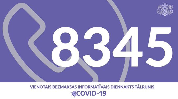 8345 – jauns Covid-19 diennakts tālrunis