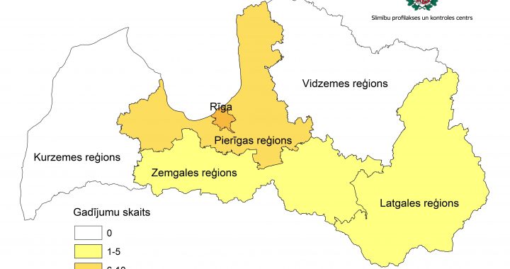 Covid-19 Latvijas saslimstības izplatības karte