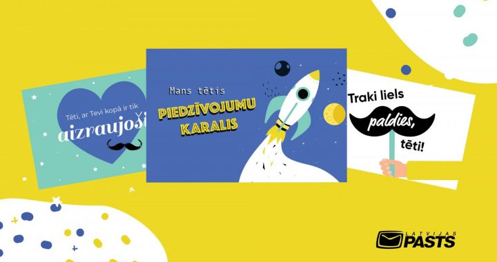 Latvijas Pasts un Mammamuntetiem.lv aicina sveikt tētus ar speciālām pastkartēm Tēva dienā