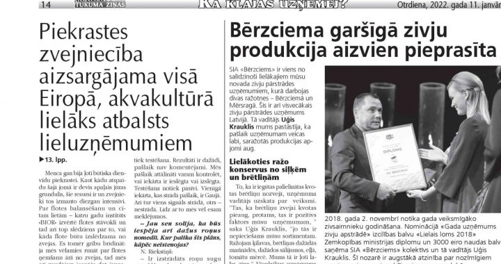 Bērzciema garšīgā zivju produkcija aizvien pieprasīta