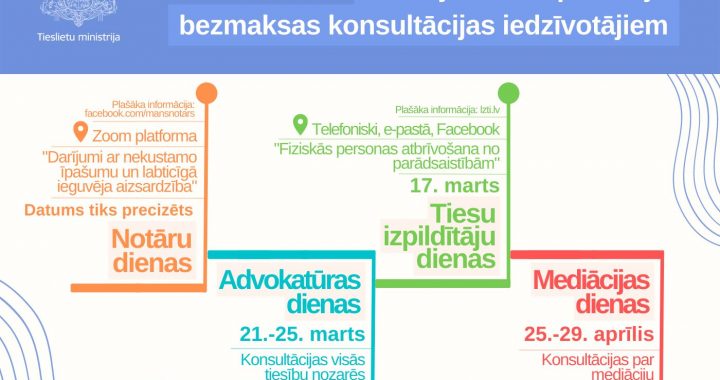 Iedzīvotājiem būs iespēja saņemt bezmaksas konsultācijas par savām tiesībām