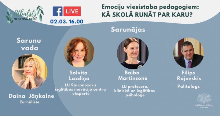 Kā skolā runāt par karu – IZM aicina uz sarunu “Emociju viesistabā”
