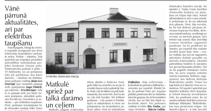 Vānē pārrunā aktualitātes, arī par elektrības taupīšanu