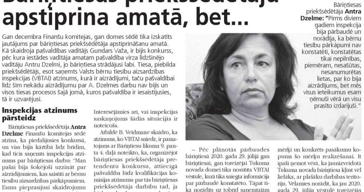 Bāriņtiesas priekšsēdētāju apstiprina amatā, bet… 