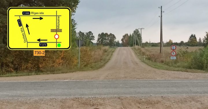 Uzmanību — slēgs autoceļa posmu pār Milzkalnes dzelzceļa pārbrauktuvi!