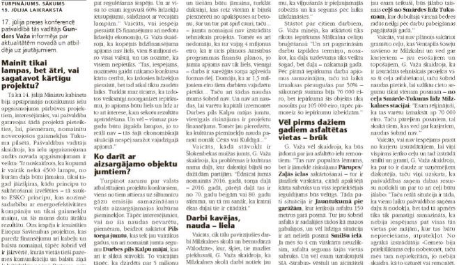 Par ceļiem, jumtiem un ielu apgaismojumu