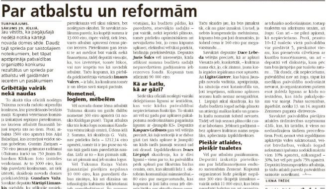 Par atbalstu un reformām