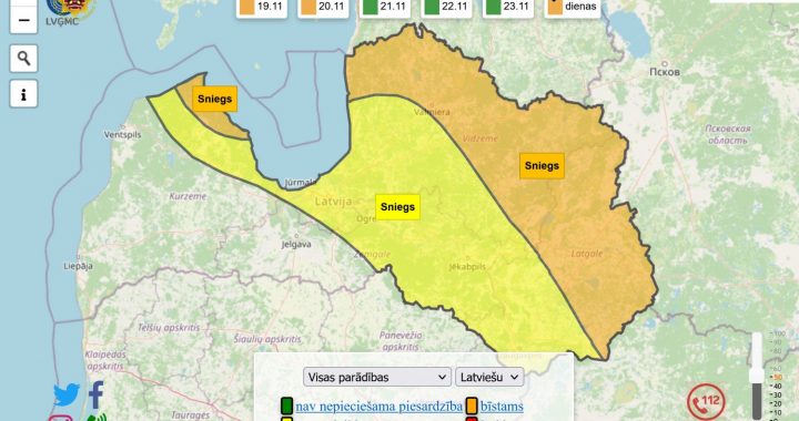 Brīdina par stipru snigšanu