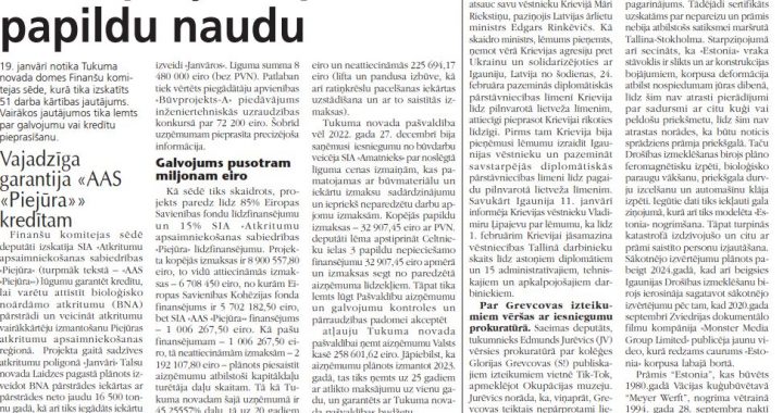 Jauni projekti prasa papildu naudu