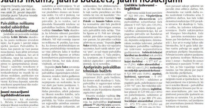 Jauns likums, jauns budžets, jauni nosacījumi