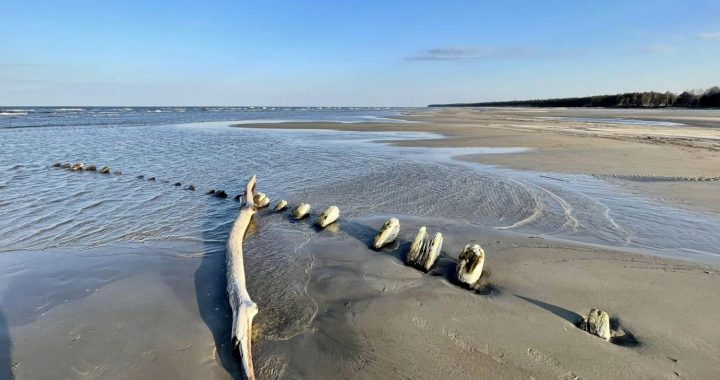 Atkāpjoties jūrai, Bērzciemā atklājies kuģa vraks