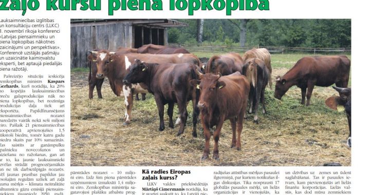 Nākotnes izaicinājumi, virzoties uz zaļo kursu piena lopkopībā