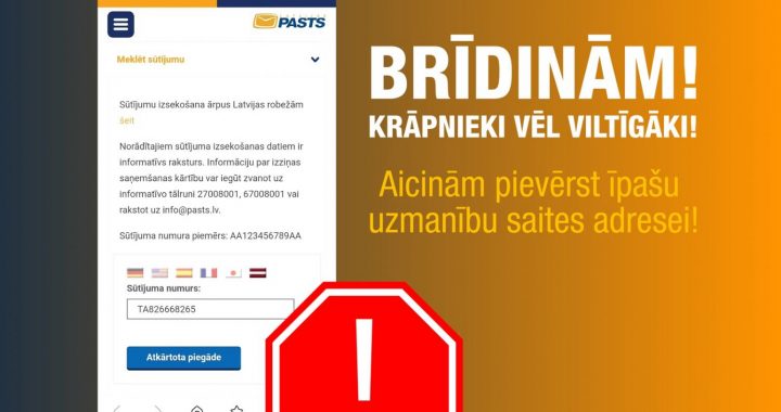 Latvijas Pasts brīdina par krāpniekiem