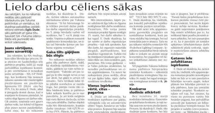 Lielo darbu cēliens sākas