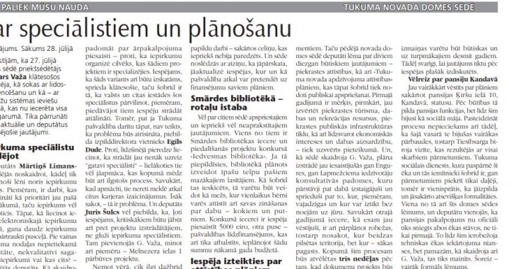 Par speciālistiem un plānošanu