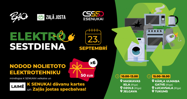 Arī Tukumā sestdien, 23. septembrī, varēs bez maksas nodot elektrotehniku