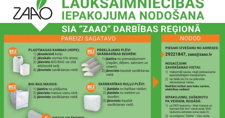 Lauksaimnieki plēves un plastmasas kannas vairs mežā nemet