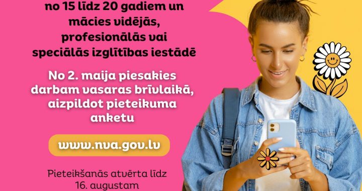 No 2.maija skolēni var reģistrēties dalībai  NVA vasaras nodarbinātības pasākumā