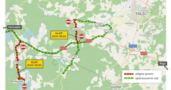 Autovadītāju ievērībai: nedēļas nogalē Talsu apkārtnē rallija testu laikā būs slēgti atsevišķi vietējie autoceļi 