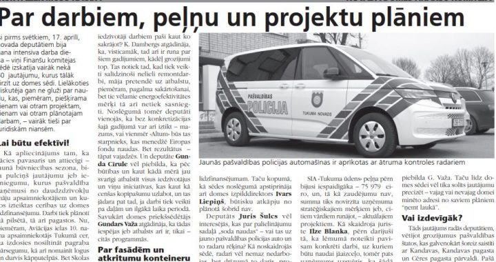 Par darbiem, peļņu un projektu plāniem