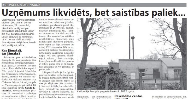 Uzņēmums likvidēts, bet saistības paliek…