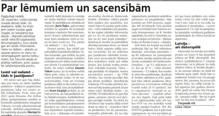 Par lēmumiem un sacensībām