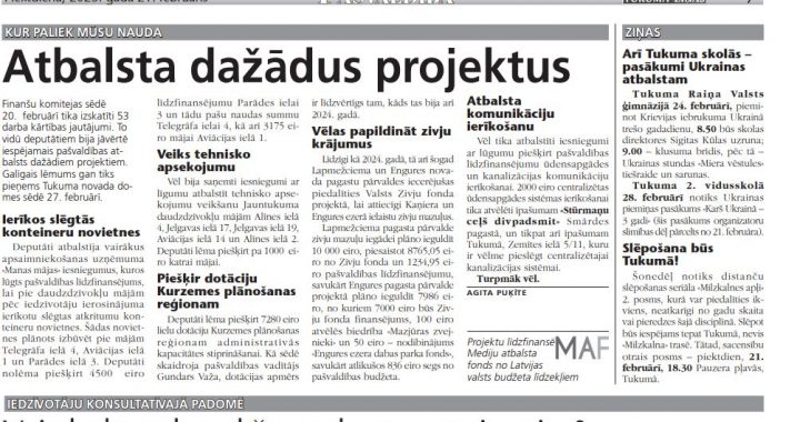 Atbalsta dažādus projektus