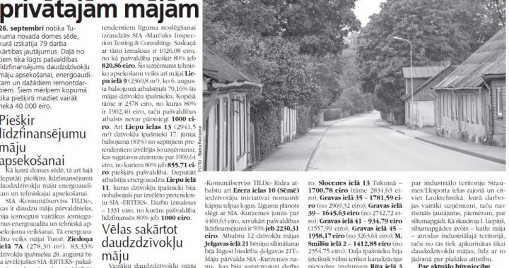 Piešķir līdzfinansējumu daudzdzīvokļu un privātajām mājām