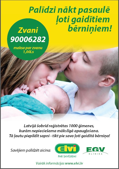 «Elvi» palīdzēs ģimenēm neauglības ārstēšanā
